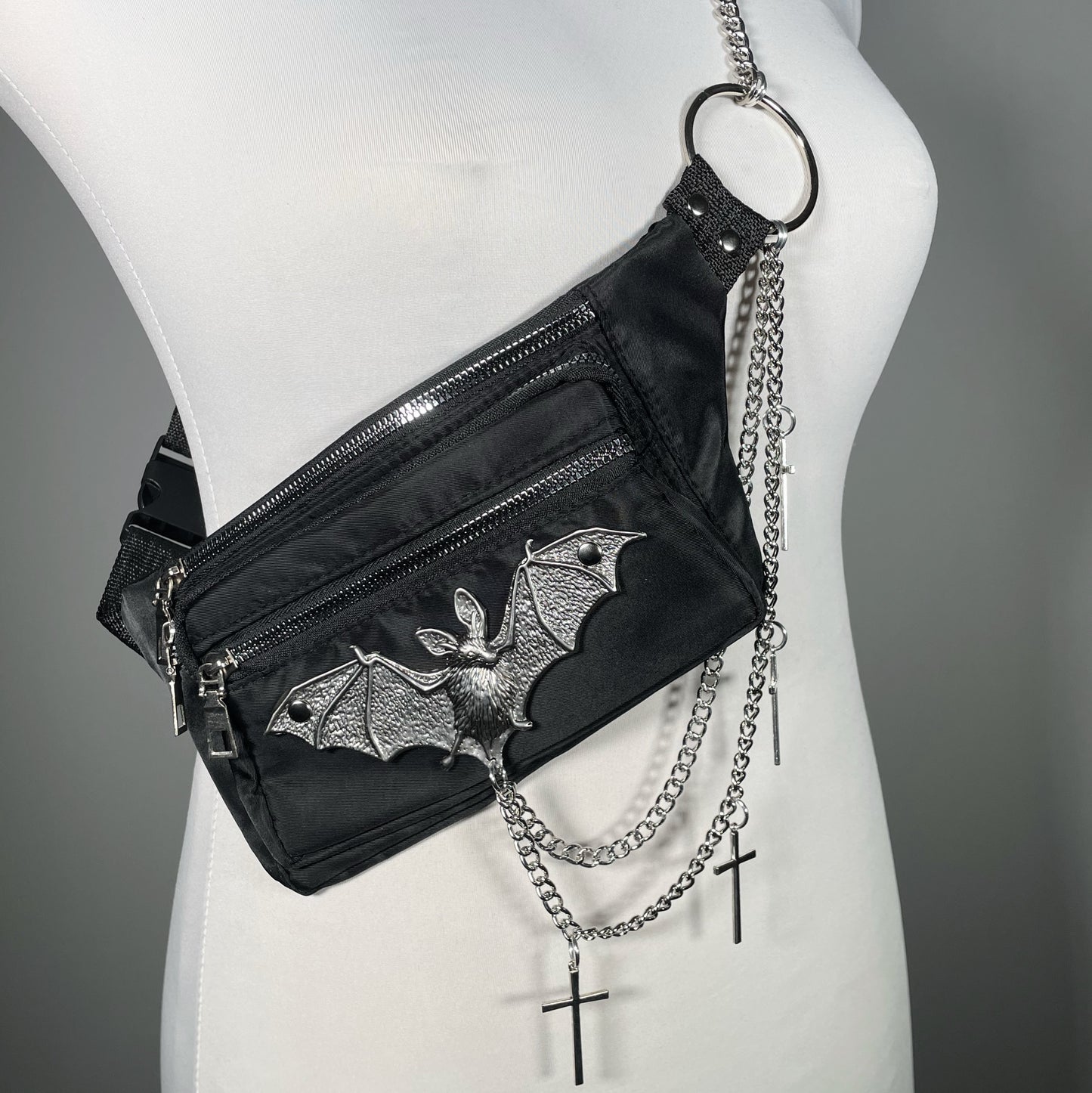 Fanny Pack/Crossbody Bag with Bat, Chains and Crosses