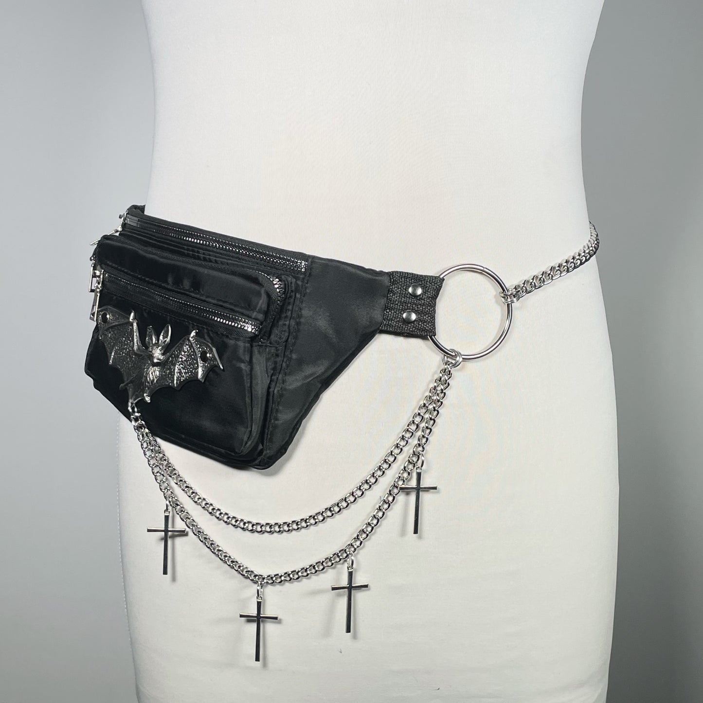 Fanny Pack/Crossbody Bag with Bat, Chains and Crosses