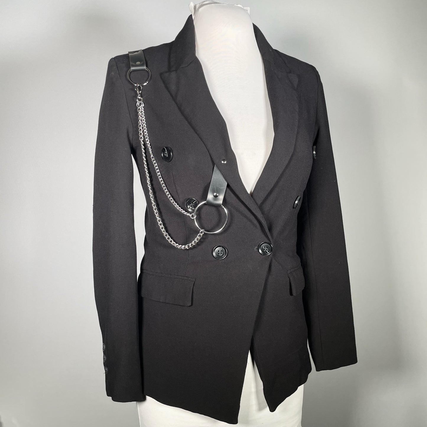 Double Breasted Long Blazer w/ Chains