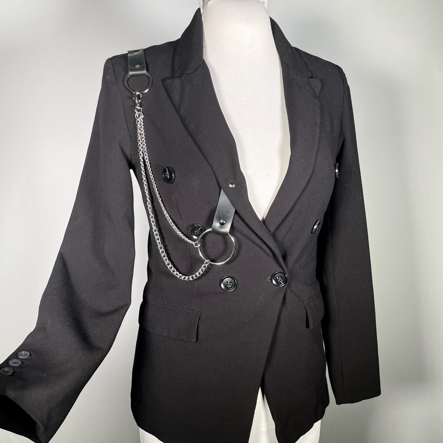 Double Breasted Long Blazer w/ Chains