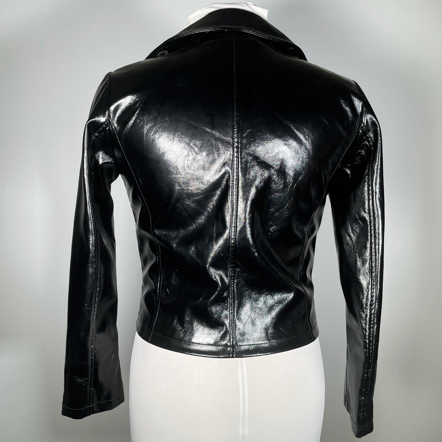 Vinyl PVC Moto Jacket w/ Metal Plating and Spikes