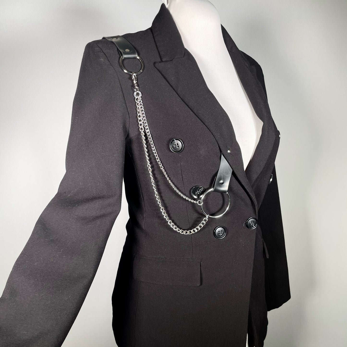 Double Breasted Long Blazer w/ Chains