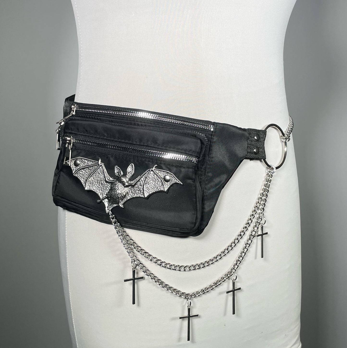 Fanny Pack/Crossbody Bag with Bat, Chains and Crosses