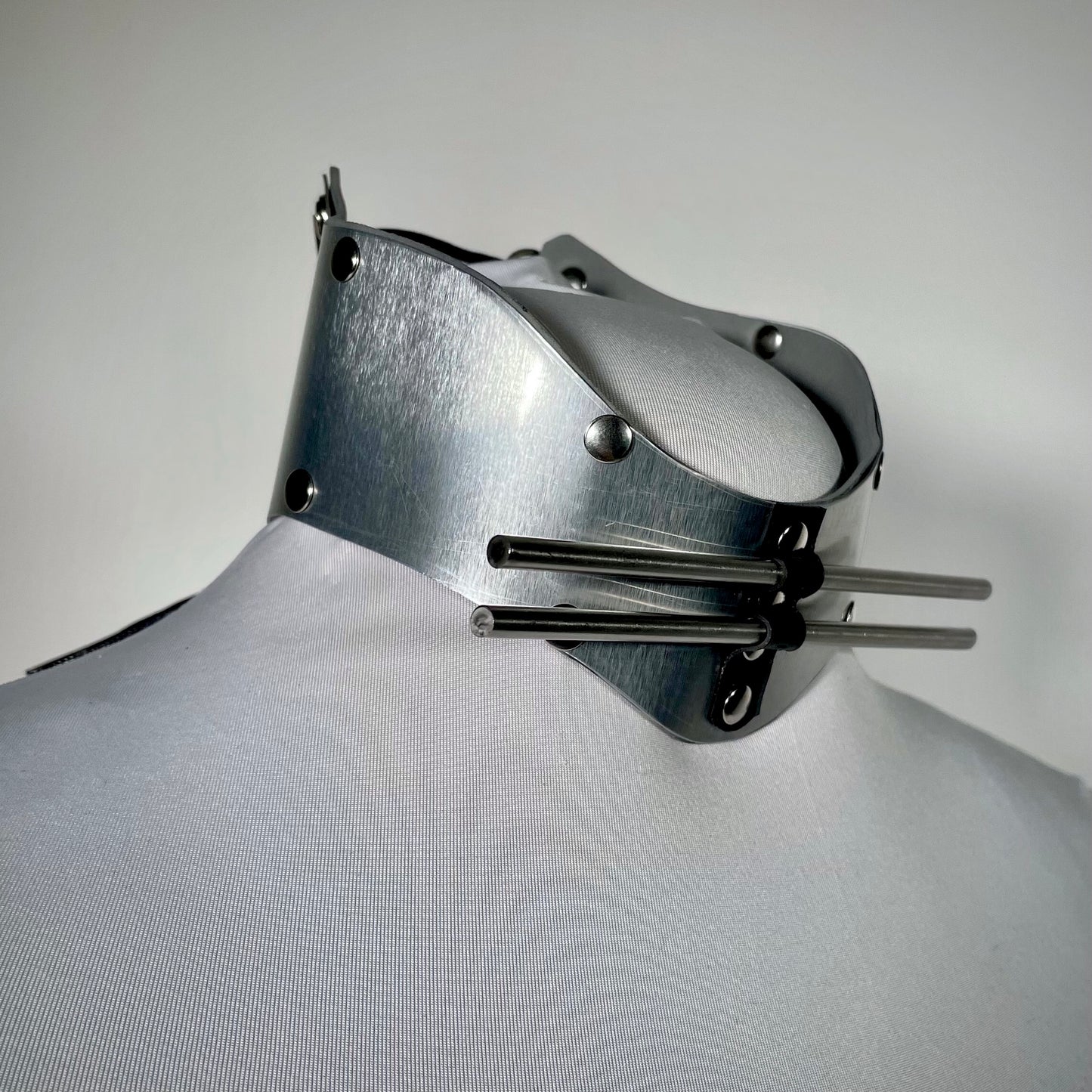Metal and black rubber posture collar neck corset industrial goth cyberpunk punk tradgoth