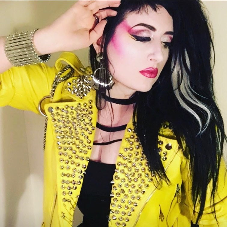 Yellow Pleather Moto Jacket w/ Metal