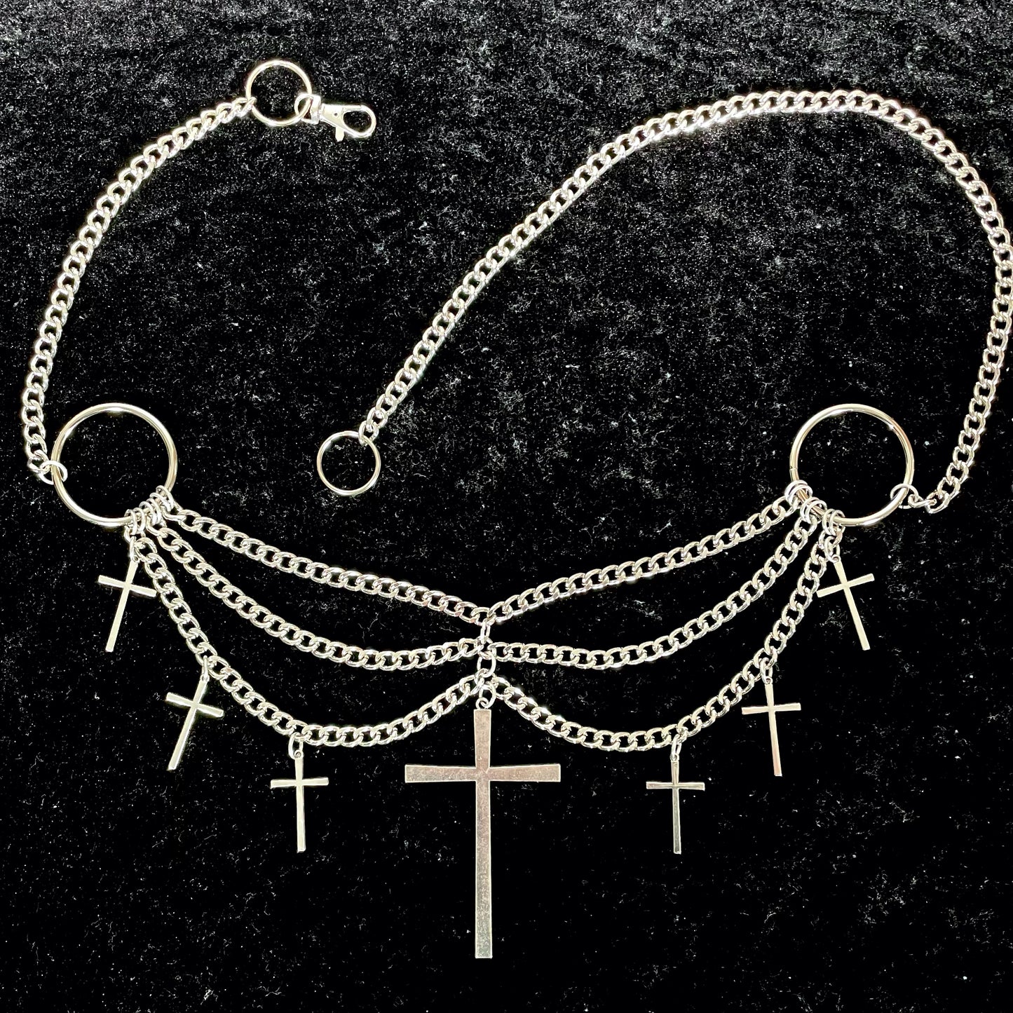 Cross o-ring chain belt tradgoth goth industrial industrial deathrock punk