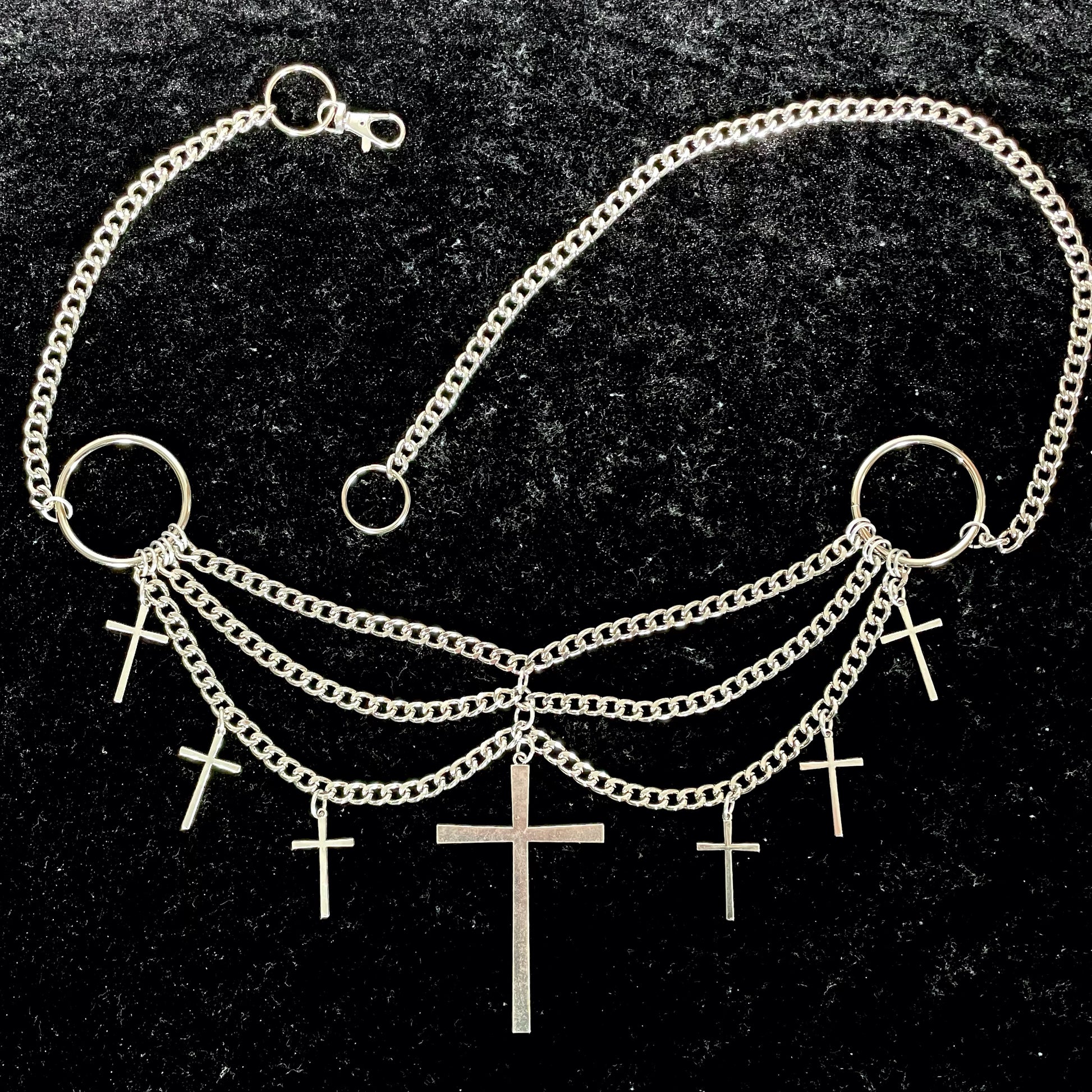 Cross o-ring chain belt tradgoth goth industrial industrial deathrock punk