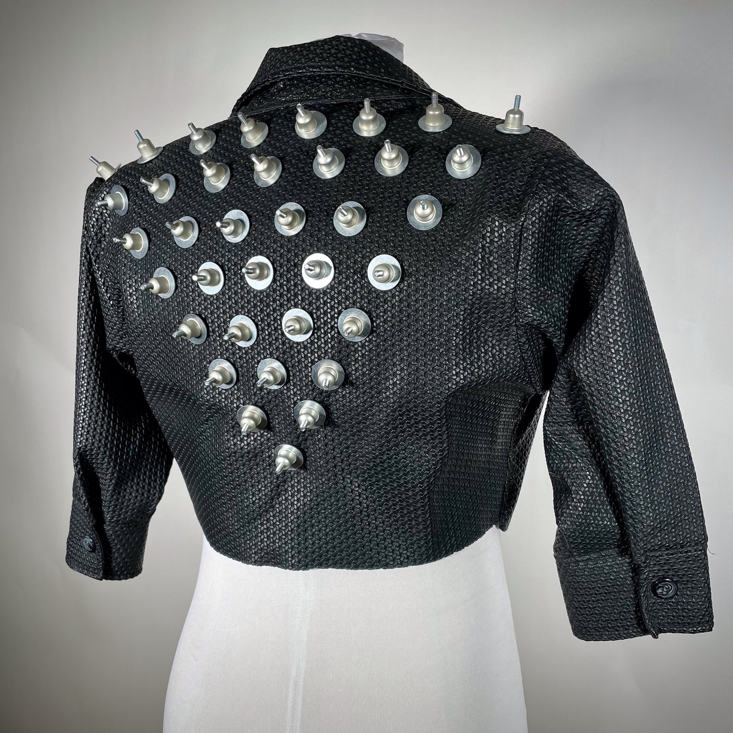 Crop Textured Rubber Jacket w/ Hardware- SAMPLE