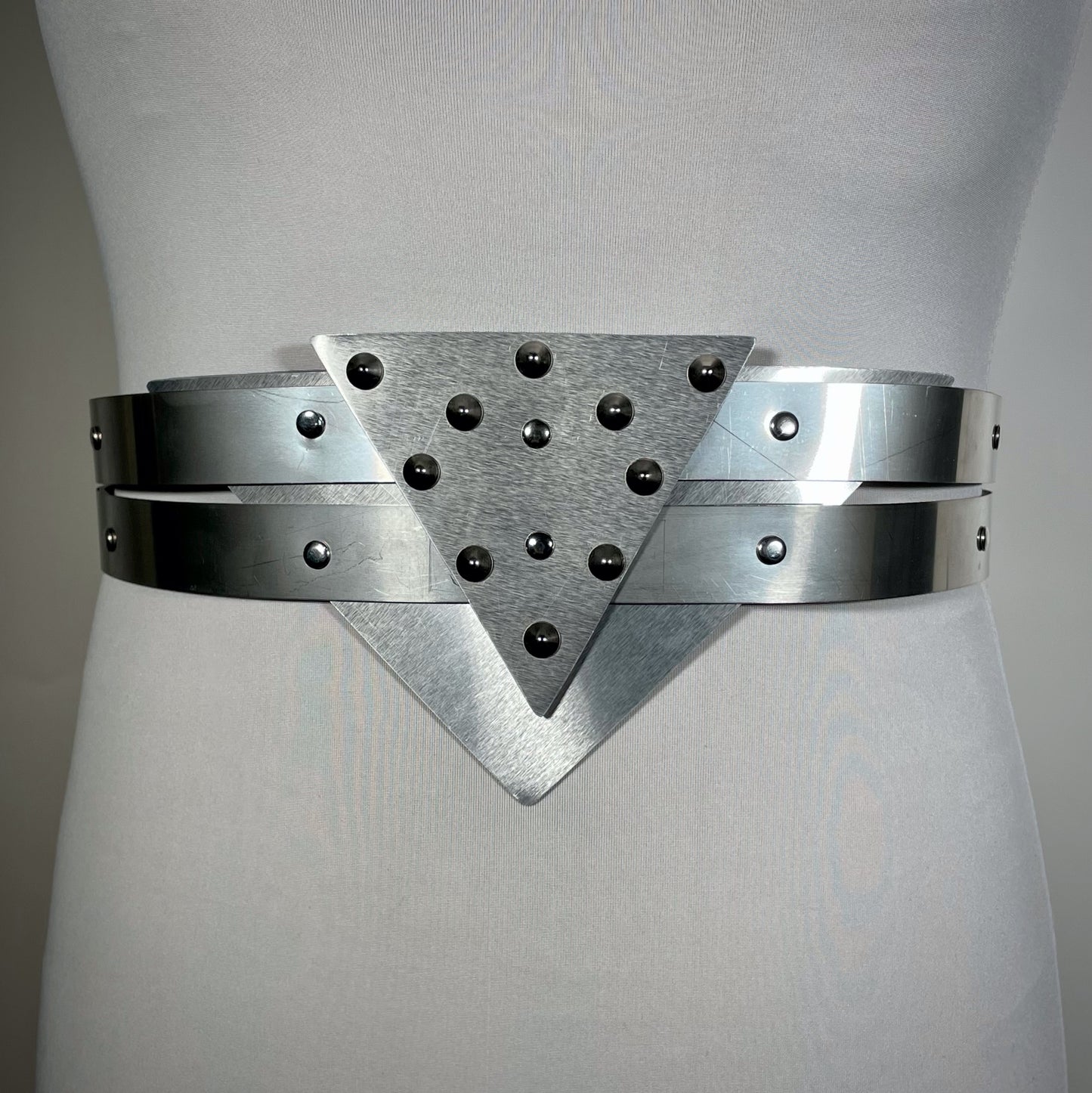 Metal geometric triangle studded belt 80's avant garde futuristic cyberpunk punk goth