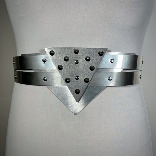 Metal geometric triangle studded belt 80's avant garde futuristic cyberpunk punk goth