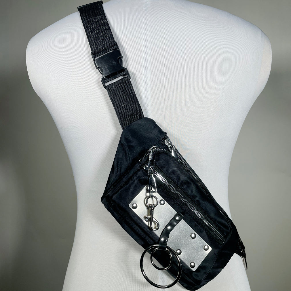 Fanny Pack/Crossbody Bag with Metal Plating and O-rings