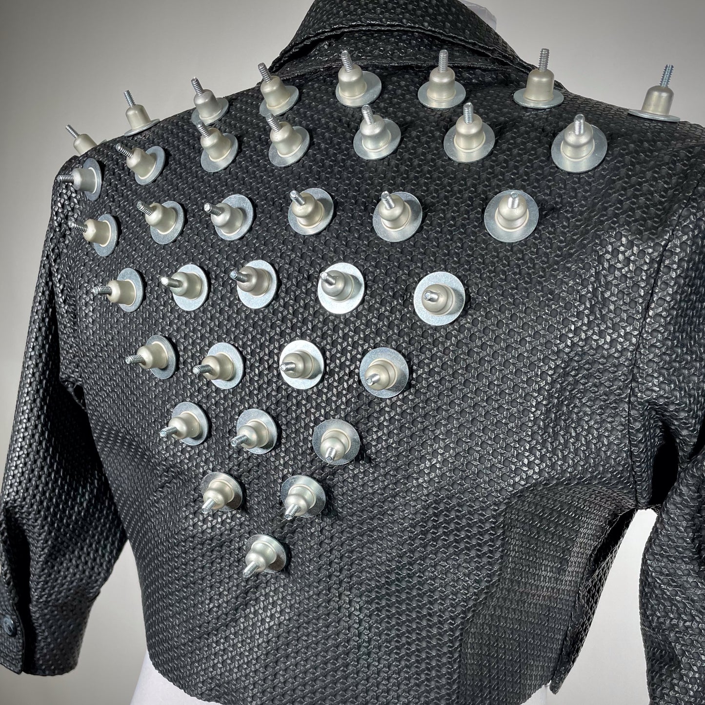 Crop Textured Rubber Jacket w/ Hardware- SAMPLE
