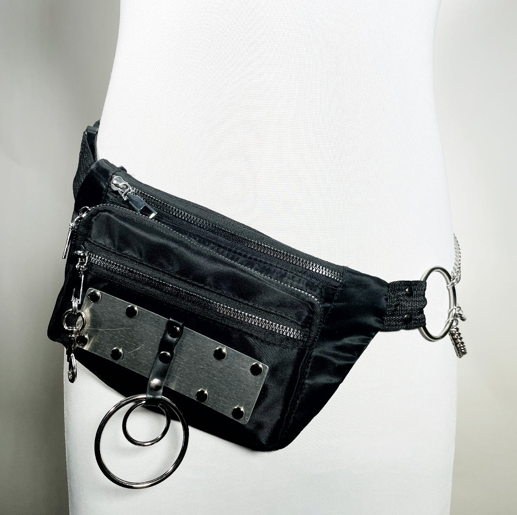 Fanny Pack/Crossbody Bag with Metal Plating and O-rings