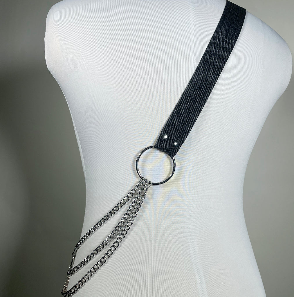 Fanny Pack/Crossbody Bag with Metal Plating and O-rings