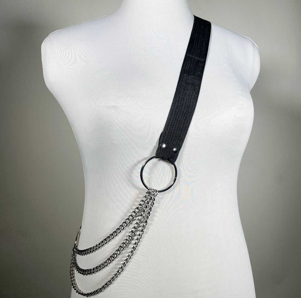 Fanny Pack/Crossbody Bag with Metal Plating and O-rings