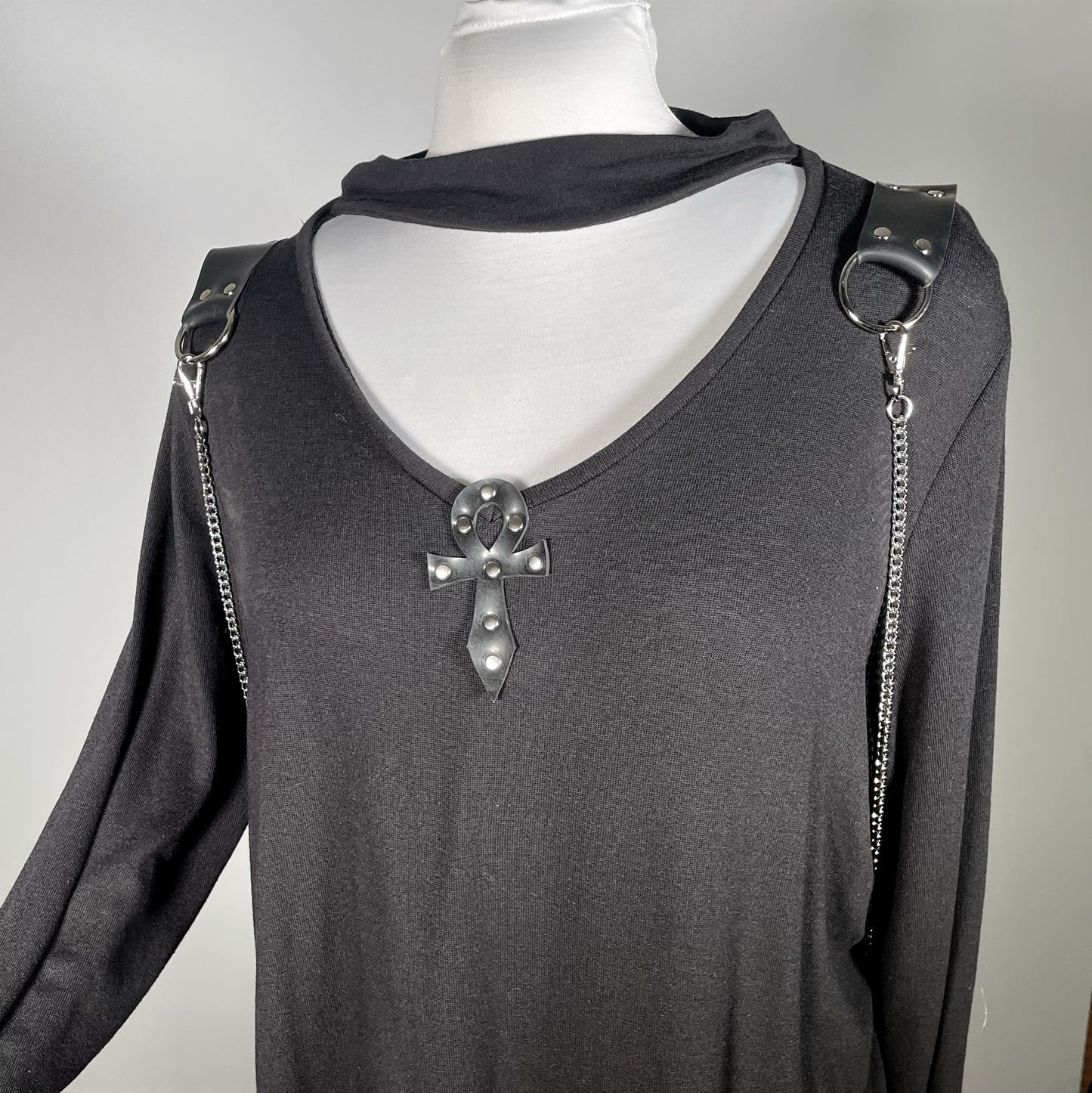 Black Vampire Ankh Sweater with Removable Chains