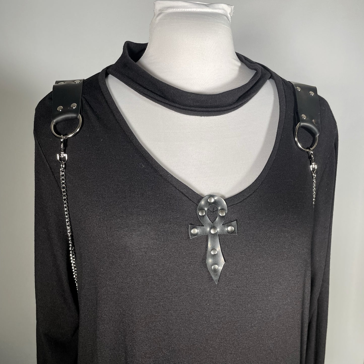Black Vampire Ankh Sweater with Removable Chains