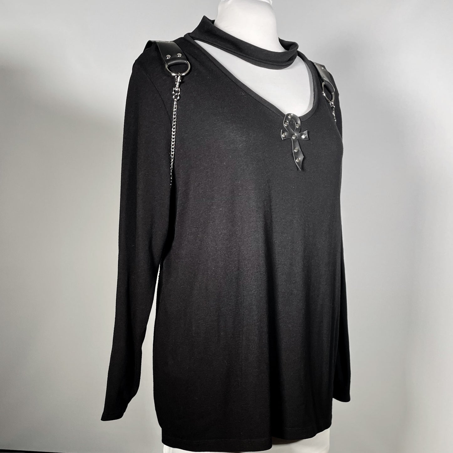 Black Vampire Ankh Sweater with Removable Chains