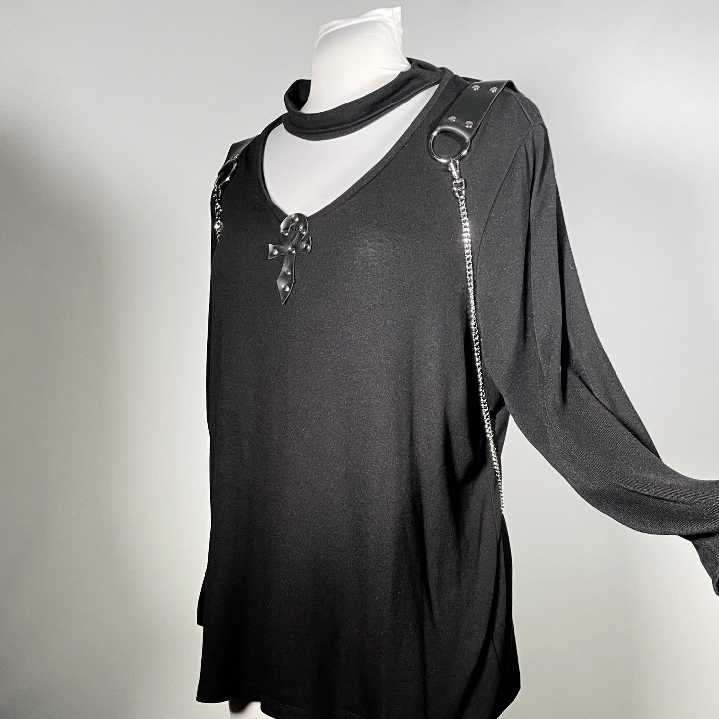 Black Vampire Ankh Sweater with Removable Chains