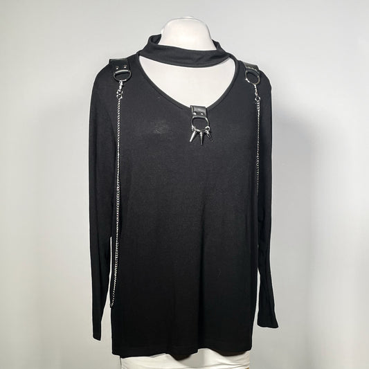 Black Spiked O-ring Sweater with Removable Chains