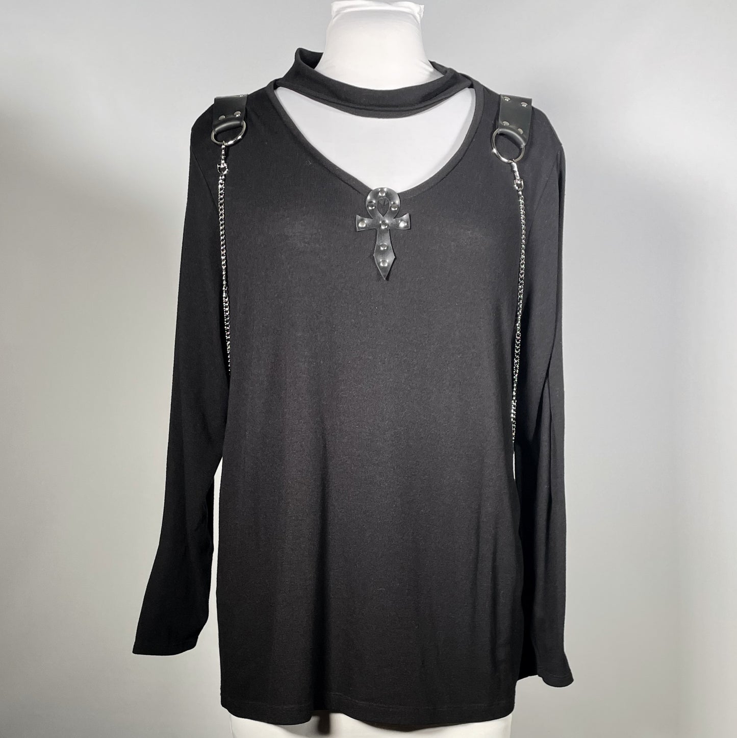 Black Vampire Ankh Sweater with Removable Chains