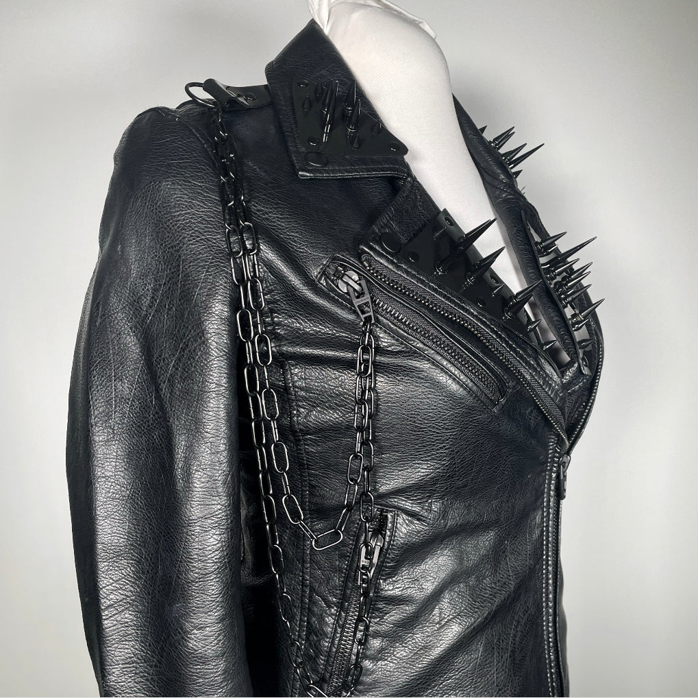 Black Pleather Moto with Black PVC and Spikes
