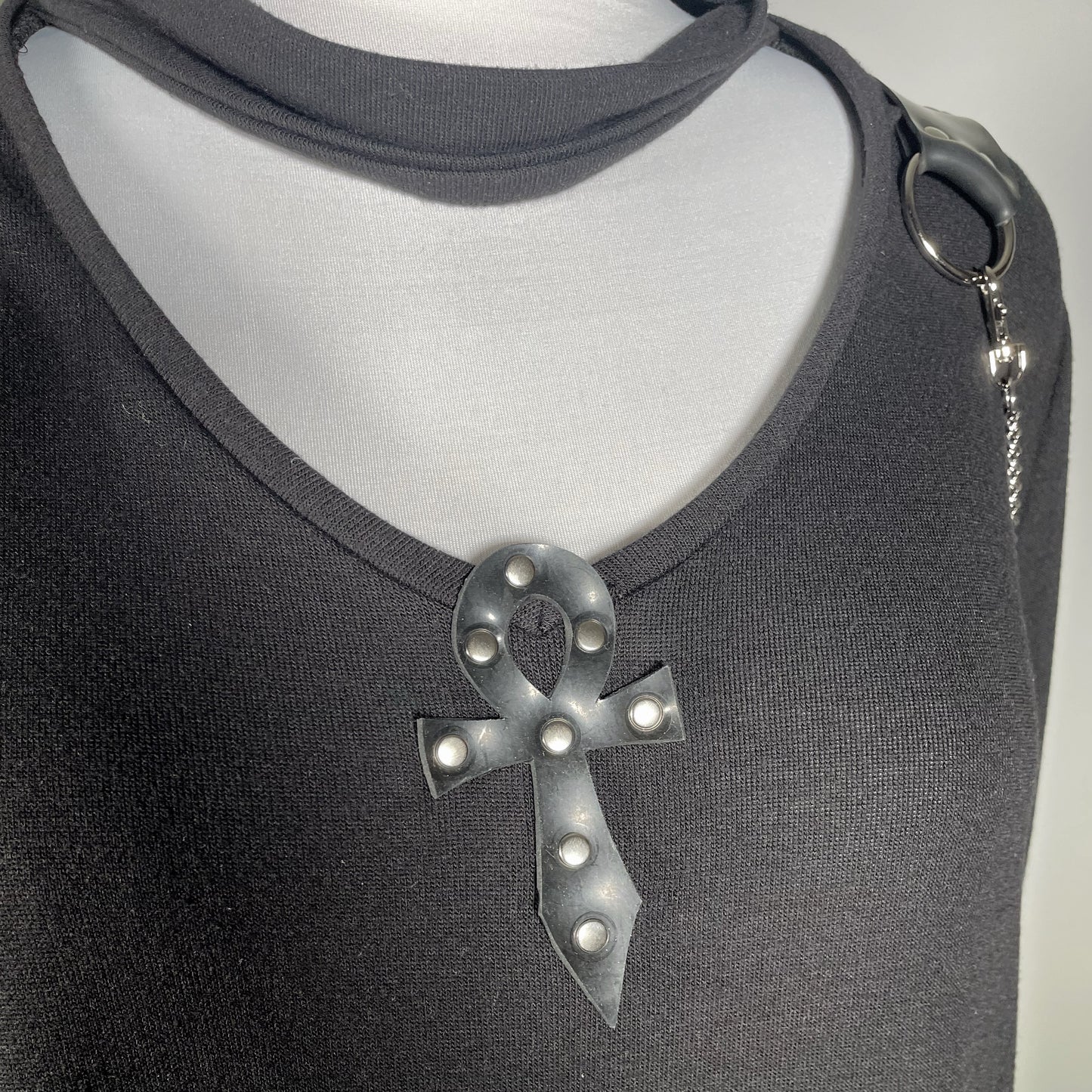 Black Vampire Ankh Sweater with Removable Chains