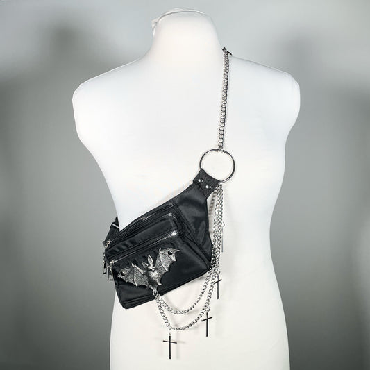 Fanny Pack/Crossbody Bag with Bat, Chains and Crosses