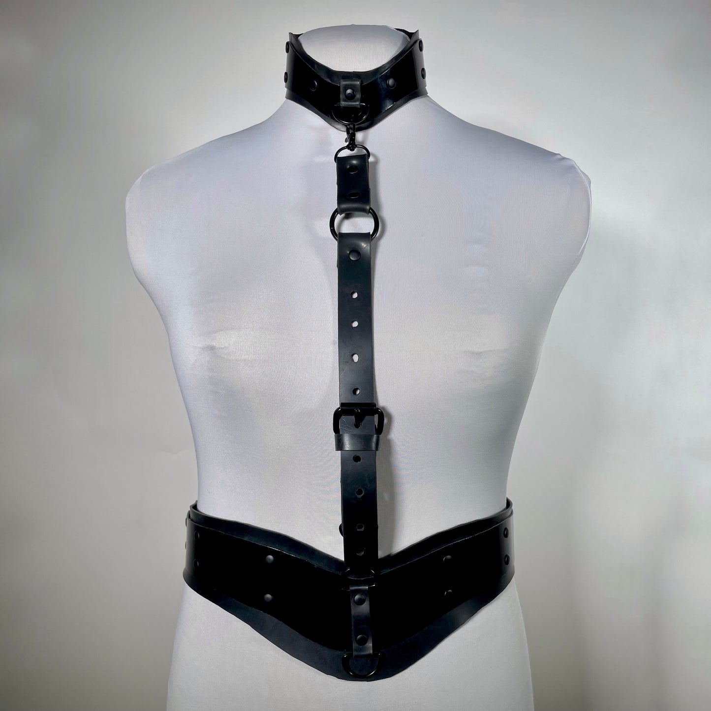 Black plastic and rubber harness set fetish goth cyberpunk industrial bdsm bondage deathrock punk 