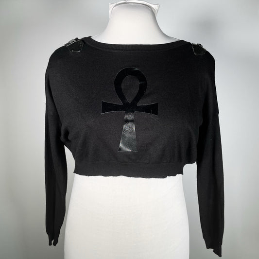 Black Cropped Ankh Sweater