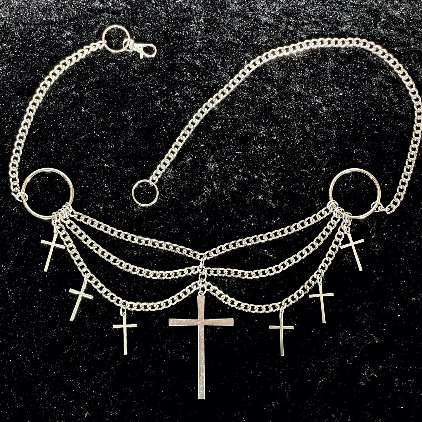 Cross o-ring chain belt tradgoth goth industrial industrial deathrock punk 