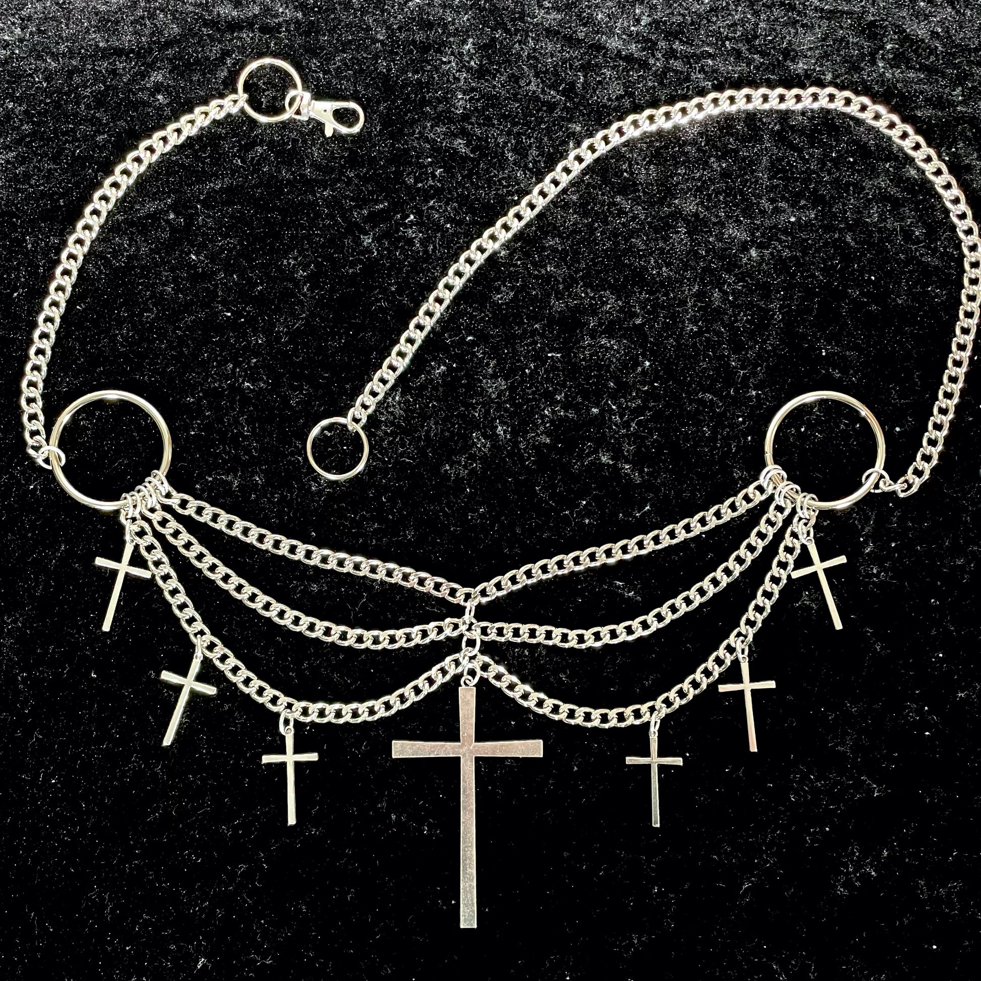 Cross o-ring chain belt tradgoth goth industrial industrial deathrock punk 