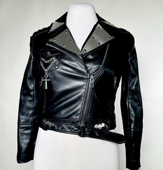 Black Pleather Goth Rock Moto Jacket