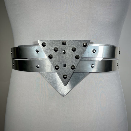 Metal geometric triangle studded belt 80's avant garde futuristic cyberpunk punk goth 