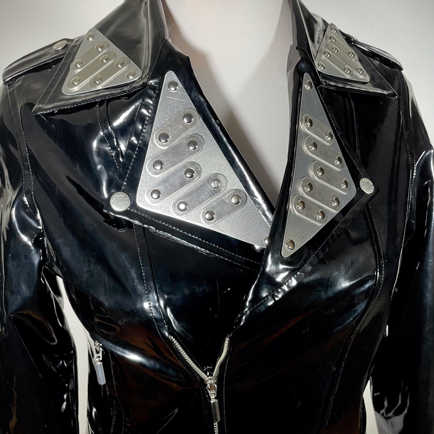 Vinyl PVC Moto Jacket w/ Metal