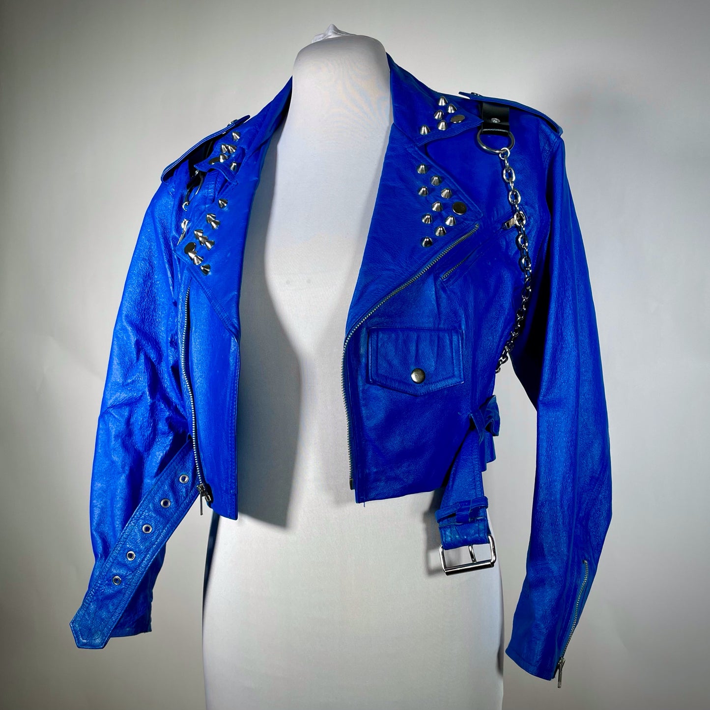 Vintage Blue Moto Jacket w/ Harness