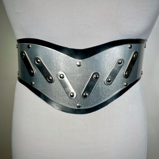 Metal and rubber hardware corset belt industrial goth tradgoth cyberpunk punk deathrock 