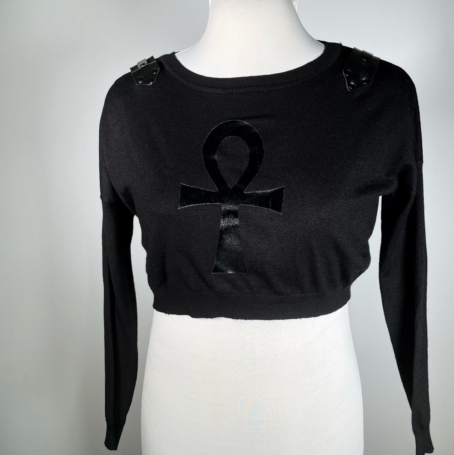 Black Cropped Ankh Sweater