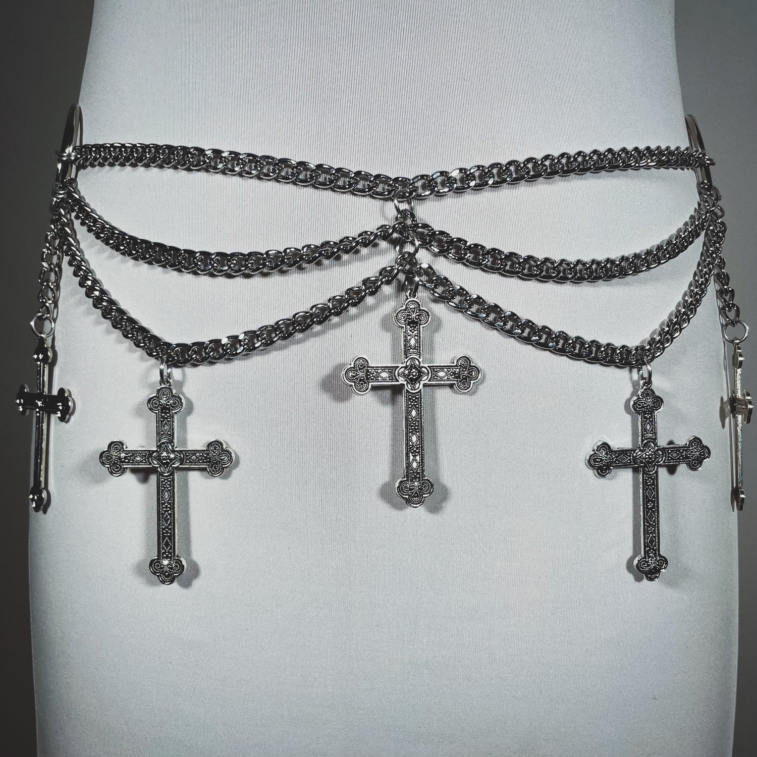 punk cross waist belt chains, multi