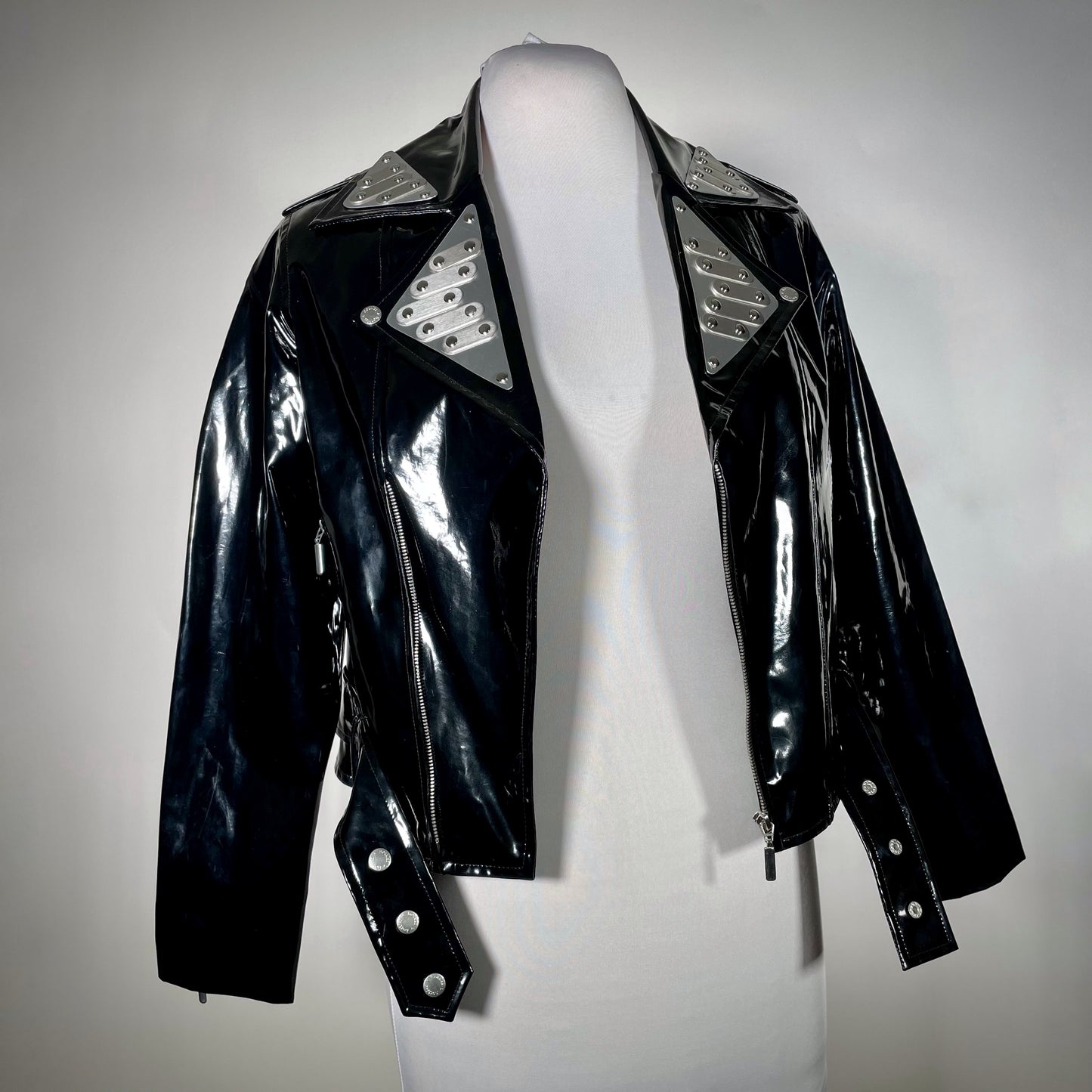 Vinyl PVC Moto Jacket w/ Metal