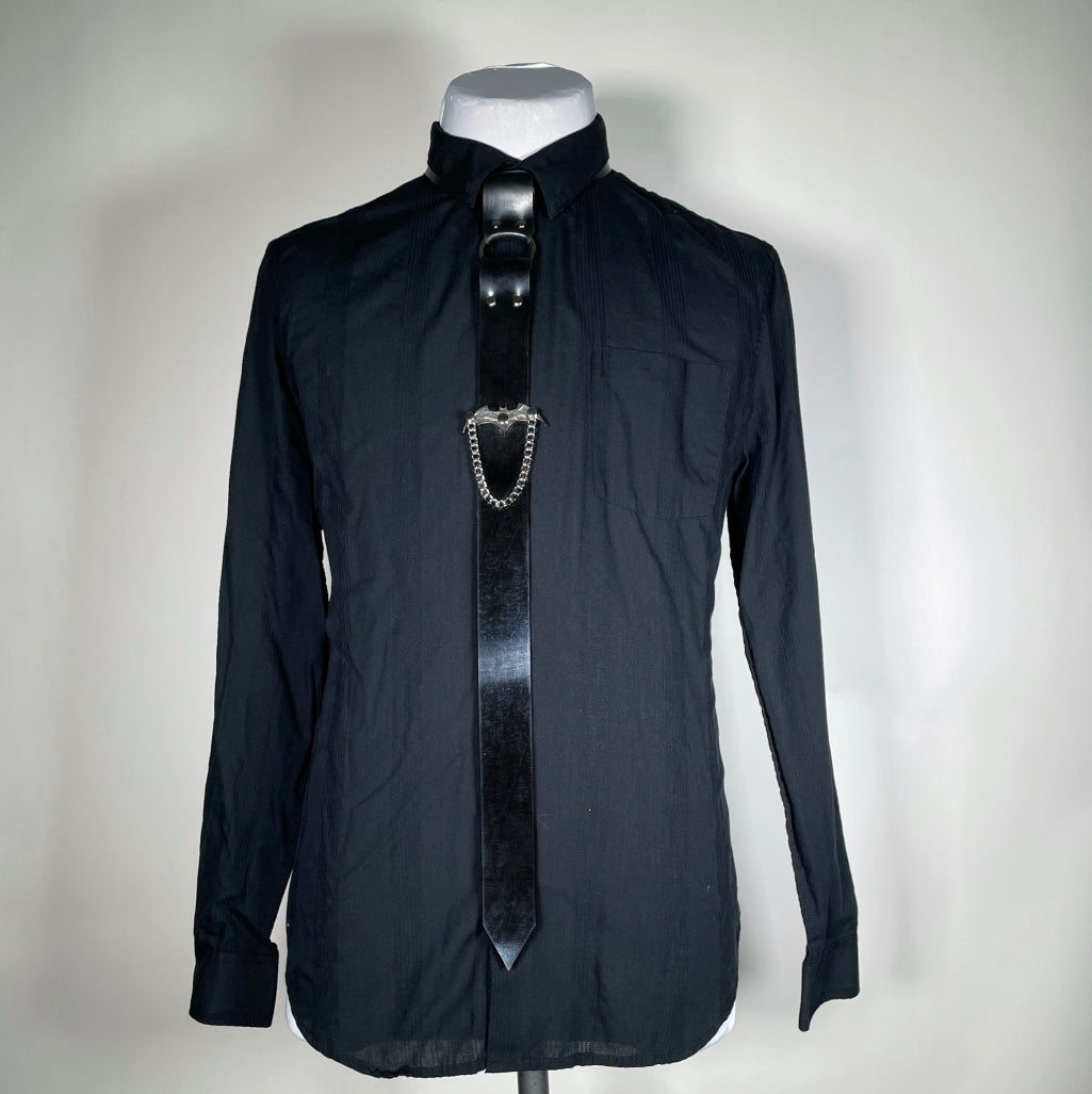 Rubber and Silver Metal Skinny Tie Bundle