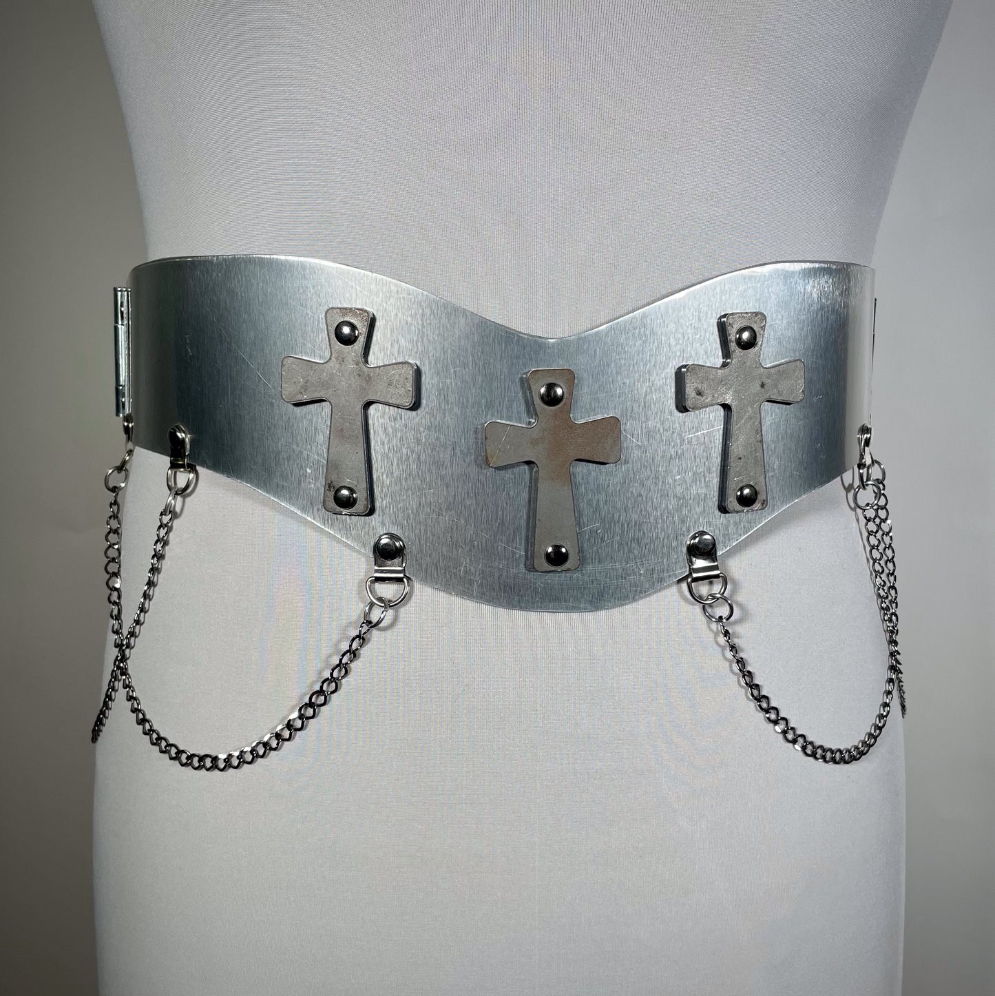 Metal cross chain corset belt industrial tradgoth cosplay game of thrones armor industrial deathrock goth