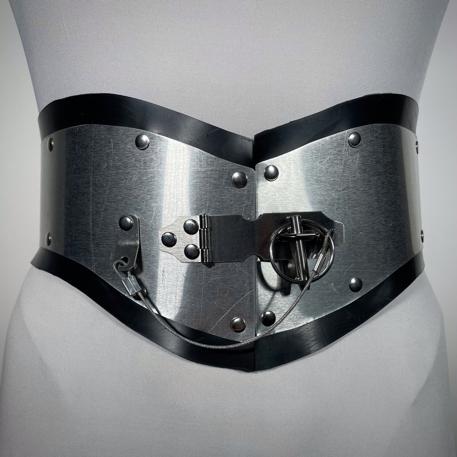 Metal and rubber corset belt industrial goth tradgoth punk cyberpunk deathrock 
