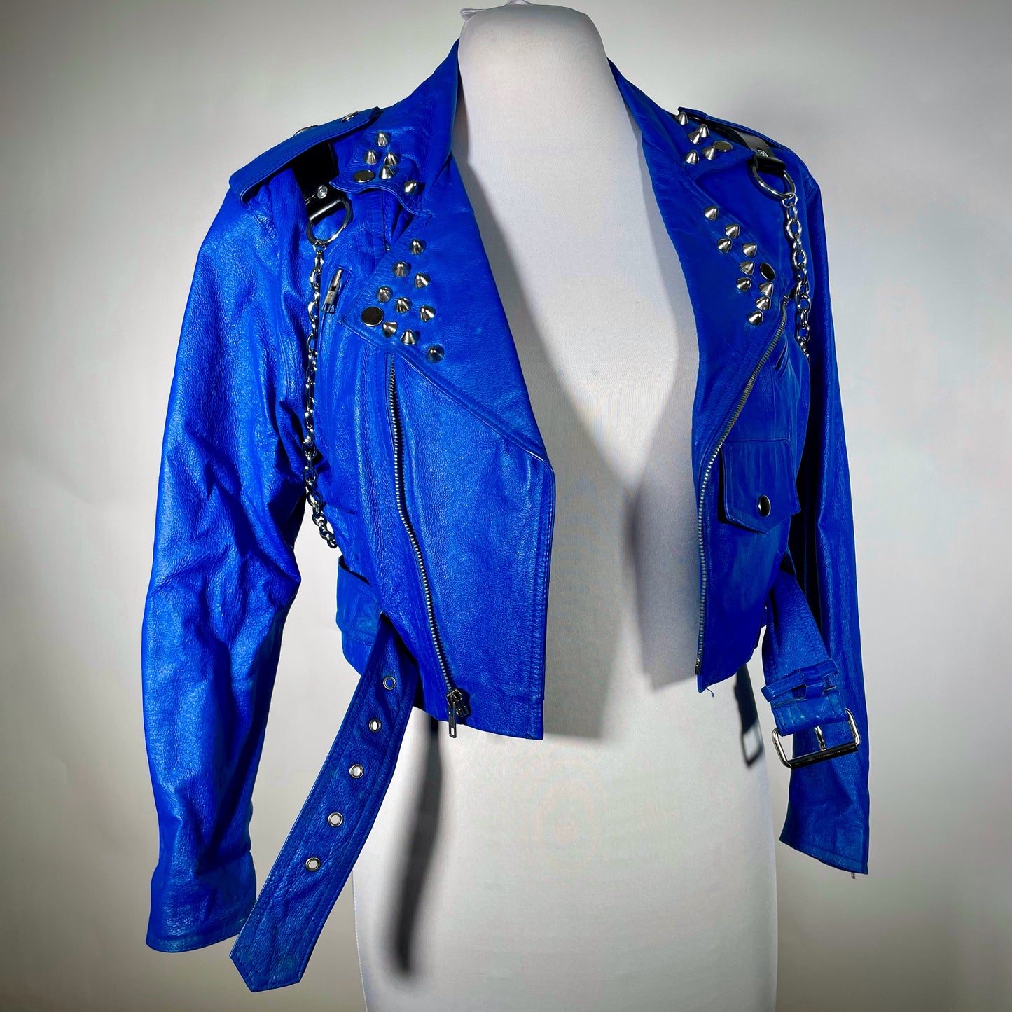 Vintage Blue Moto Jacket w/ Harness