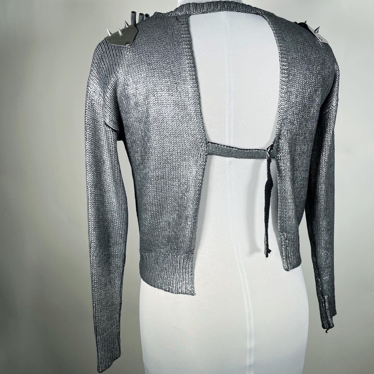 Metallic Silver Cyber Futuristic Sweater- SAMPLE