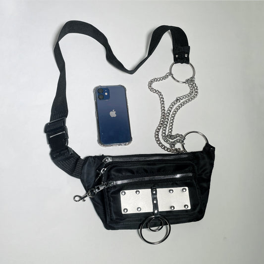 Fanny Pack/Crossbody Bag with Metal Plating and O-rings
