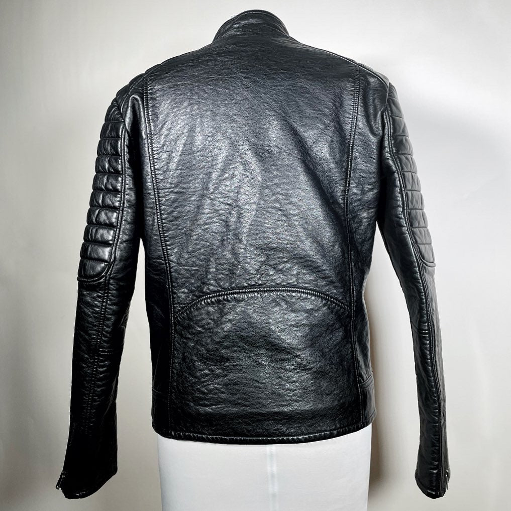 Men's Metal Plate with Spikes w/ Removable Chains Moto Jacket