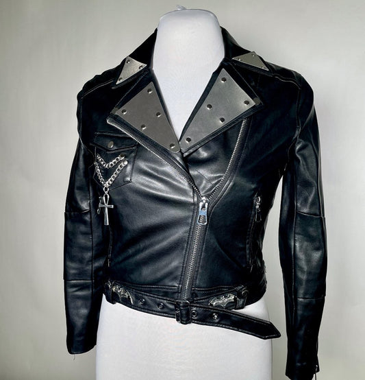 Black Pleather Goth Rock Moto Jacket