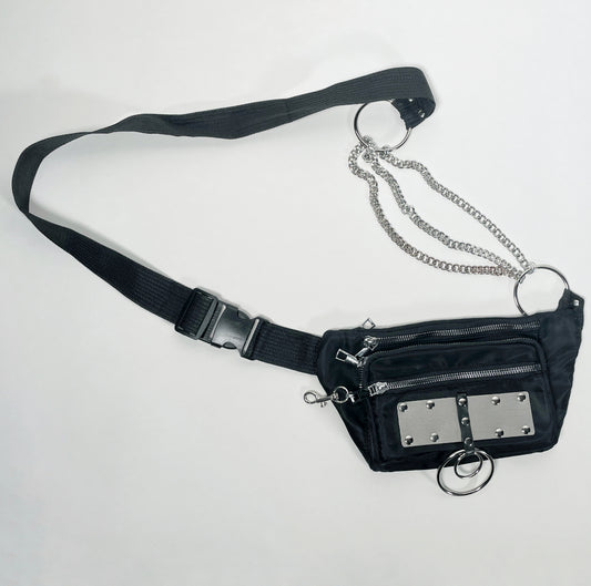 Fanny Pack/Crossbody Bag with Metal Plating and O-rings