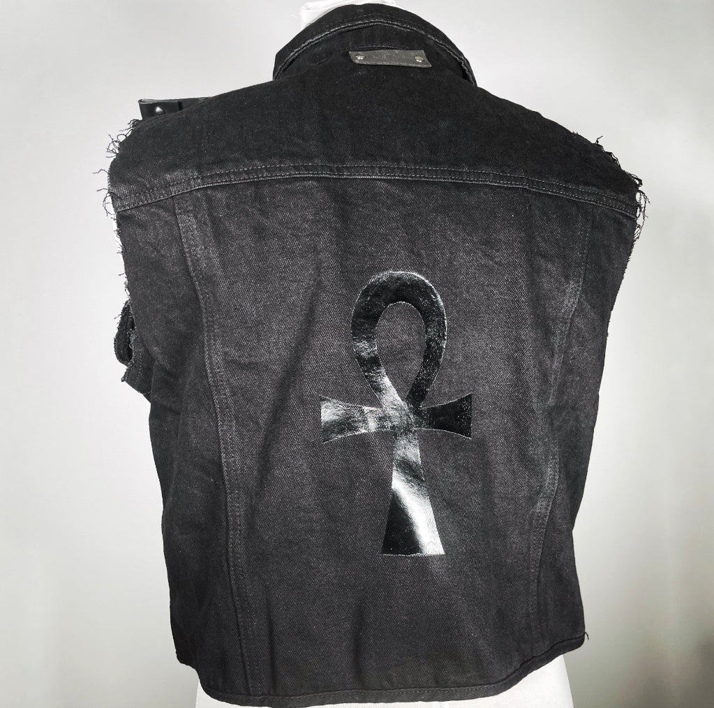 Black Denim Trad Goth Vest (or Jacket)